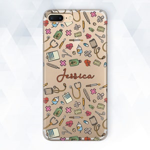 Name iPhone case Nurse Personalized iPhone 11 Pro XR Xs 8 7 Custom Girl case for Galaxy s10 s9 Pixel 4 3a XL Cute Unique Design Doctor cover