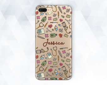 Name iPhone case Nurse Personalized iPhone 11 Pro XR Xs 8 7 Custom Girl case for Galaxy s10 s9 Pixel 4 3a XL Cute Unique Design Doctor cover