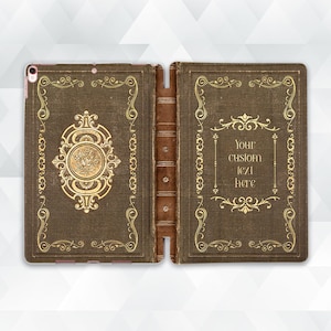 Personalized iPad case Vintage book iPad Air 5th iPad 10th 9th Pro 12.9 11 10.2 10.9 Mini 6 Aesthetic custom text cover looks like old book