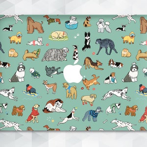 Dogs MacBook case Cute Funny MacBook Pro 14 13 16 Air 13 2022 M2 12 15 12 Kawaii Animals Cartoon Pretty Colorful Dogs Trendy Pattern cover