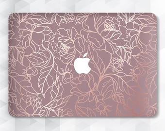 Flowers MacBook case Floral Pink MacBook Pro 13 inch 2018 Air 13 Pro 15  Rose Gold MacBook 12 Hard case Roses Leaf Cute Girl Chic Glam Retina