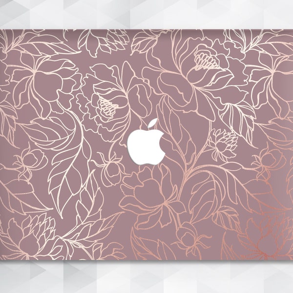 Flowers MacBook case Floral Pink MacBook Pro 13 inch 2018 Air 13 Pro 15 Rose Gold MacBook 12 Hard case Roses Leaf Cute Girl Chic Glam Retina