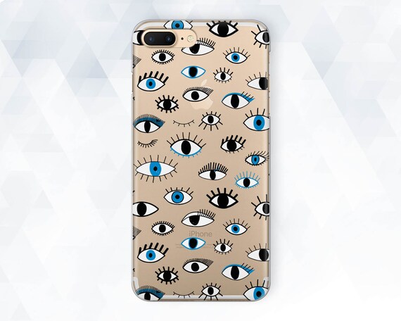 Eyes iPhone case Girl Cute iPhone XR Xs 8 7 Clear Minimal case for Samsung Galaxy s9 Plus Note 9 Pixel 3 Transparent Girly Charm Eyelashes
