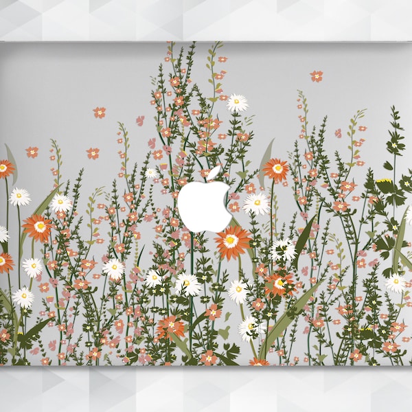 Étui MacBook fleuri esthétique pour MacBook Pro 14 13 16 Air 13 2021 12 15 pour fille, nature, fleurs sauvages mignonnes, plantes vertes, housse tendance