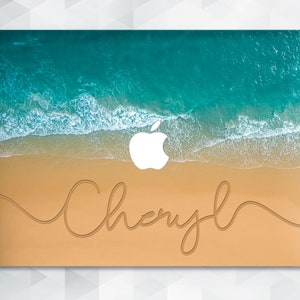 Name MacBook case Ocean Personalized MacBook Pro 13 14 inch Air 13 m2 m1 Pro 16 2023 15 12 Aesthetic custom Beach Nature Blue beige cover