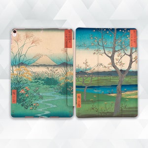 Custodia iPad Giappone Estetica Giapponese iPad Air 5th Air 4th iPad 10th 9th Pro 12.9 11 10.2 10.9 Mini 6 Arte vintage Montagne fiori alberi custodia