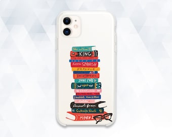 Books iPhone case Cute Simple iPhone 12 11 XR X 8 7 Kawaii Clear case for Galaxy s20 Pixel 5 Minimalist Literary Library Book Lover  cover