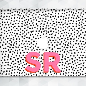Initialen MacBook-hoes aangepast monogram MacBook Pro 14 13 16 Air 13 2022 12 15 voor meisjes schattig gepersonaliseerd trendy Y2K-ontwerp stippen unieke omslag