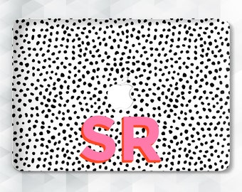 Initialen MacBook case Custom Monogram MacBook Pro 14 13 16 Air 13 2022 12 15 voor meisjes Schattig gepersonaliseerd Trendy Y2K Design Dots Unieke hoes