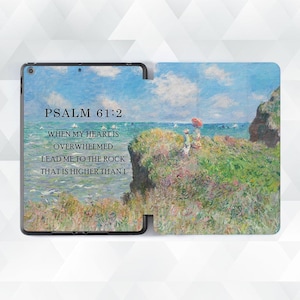 Art iPad case Bible verse iPad Air 5th iPad 10th 9th gen Pro 12.9 11 10.2 10.9 Mini 7 Aesthetic vintage painting Monet Christian quote cover