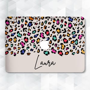 Leopard MacBook case Custom name MacBook Pro 13 14 16 inch Air 13 15 m2 m3 m4 Aesthetic colorful leopard Personalized girly unique cover