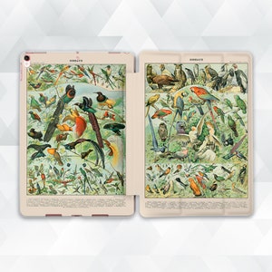 Birds iPad case Vintage book iPad Air 5th iPad 10th 9th Pro 12.9 11 10.2 10.9 Mini 6 Aesthetic nature Art Tropical birds Retro drawings case
