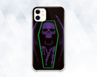 Horror iPhone case Skull Goth iPhone 12 11 XR 8 Halloween case for Galaxy s21 Pixel 5 for Men Guys Grunge Purple Vampire Edgy Gothic cover