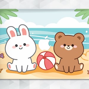 Kawaii MacBook case Beach Cartoon MacBook Pro 13 14 inch Air 13 m2 Air m1 Pro 16 2023 15 12" Cute Bear Bunny Funny Animals Trendy cover