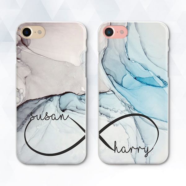 Marble iPhone case Name Personalized iPhone XR Xs 8 7 Girl Men case for Galaxy s9 Pixel 3 Custom Unique Cute Couple Aesthetic Infinity Loop