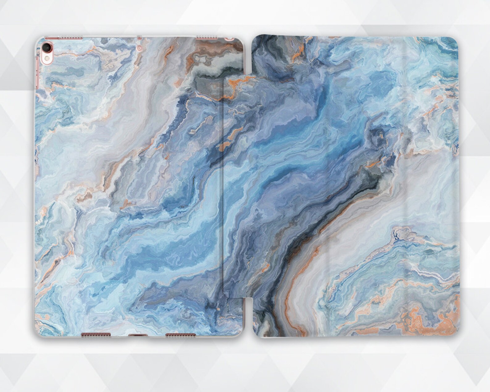 Marble Ipad Case Blue Abstract Ipad 9.7 10.2 7th 8th Gen Light Etsy
