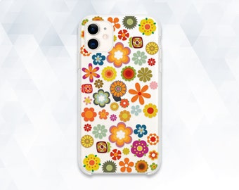 Hippie iPhone case Vintage Flowers iPhone 11 Pro XR X 8 7 Girls Cute case for Galaxy s20 Pixel 4 Kawaii Retro 70s 60s Rainbow Floral cover