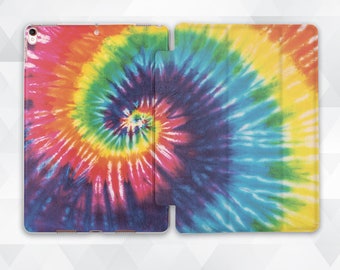 Retro iPad case Art Rainbow iPad 9.7 10.2 7th Vintage Design iPad Pro 11 10.5 12.9 Mini 5 Air 3 for Girls Men Artists Tie Dye Artsy cover