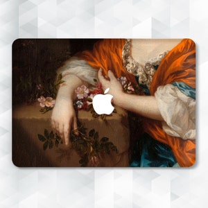 Art MacBook-hoes bloemen handen MacBook Pro 13 14 inch Air 13 m2 m1 Air 15 Pro 16 Esthetisch vintage schilderij met vrouw ouderwetse hoes