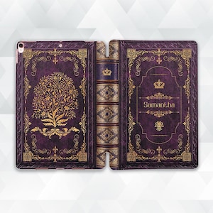 Name iPad case Aesthetic book iPad Air 5 iPad 10th 9th Pro 12.9 11 10.2 10.9 Mini 6 Vintage custom book style Personalized name Retro case