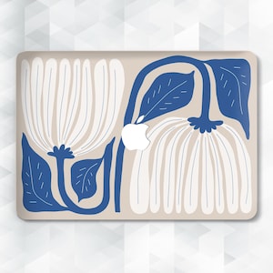 Flowers MacBook case Cute aesthetic MacBook Pro 13 14 Air 13 15 inch m2 m3 m4 Pro 16 Blue white boho flower Girly floral neutral beige cover