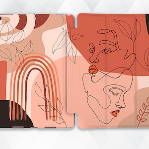 Girls iPad case Art Abstract iPad 9.7 10.2 Pro 11 10.5 12.9 Air 4 Mini 5 Boho Aesthetic Floral Leaves Trendy Girly Pastel Modern Stand cover