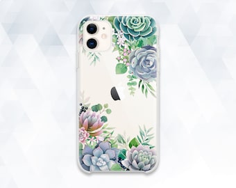 Succulent iPhone case Plants Cute iPhone 13 12 11 XR 8 case Floral Galaxy s22 Pixel 6 for Girl Aesthetic Nature Green Cactus Trendy cover