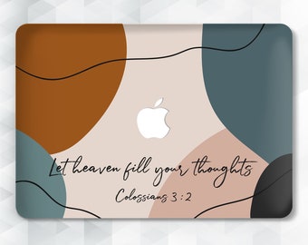 Aesthetic MacBook case Christian Quote MacBook Pro 14 13 16 Air 13 2021 12 15 Bible Verse Trendy Minimalist Design Blue Brown Beige cover