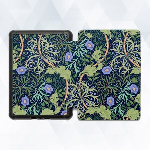 Floral Kindle case Aesthetic Green All-new Kindle 10th gen Kindle Paperwhite 10th 6&quot; Cute Blue Flowers William Morris Style Pattern cover
