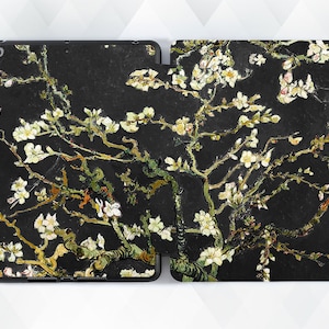 Art iPad case Vintage Van Gogh iPad 10.2 9th Pro 11 12.9 10.5 Air 5 10.9 Mini 6 Aesthetic Retro Painting Flowers Tree Blossom Black cover