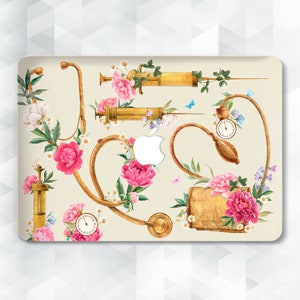 Nurse MacBook case Aesthetic medical MacBook Pro 13 14 inch Air 13 m2 Air 15 Pro 16 Cute flowers Nursing Medicine Healthcare Girly cover