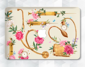 Nurse MacBook case Aesthetic medical MacBook Pro 13 14 inch Air 13 m2 Air 15 Pro 16 Cute flowers Nursing Medicine Healthcare Girly cover