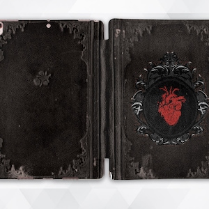 Gothic iPad case Vintage Book iPad 9.7 6th 10.2 7th gen Girl Goth iPad Pro 11 10.5 12.9 Mini 5 Air 3 Heart Retro Old Antique Style like Book