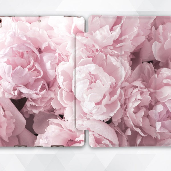 Peonies iPad case Flowers Floral iPad 9.7 6th gen 2018 Girl Cute iPad Pro 11 10.5 12.9 Mini 5 Air 3 2 with Pink Flowers Nature Girly cover