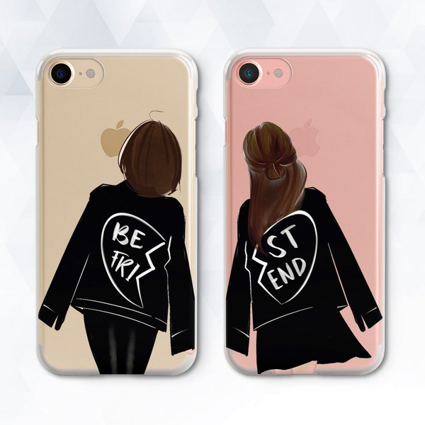 Girls iPhone case Cute Couple iPhone XR Xs 8 7 6 One Heart case for Samsung Galaxy s10 Plus Pixel 3a Girly Matching BFF Best Friends Forever