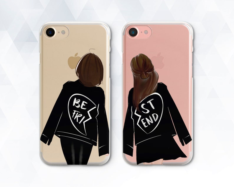 Girls iPhone case Cute Couple iPhone XR Xs 8 7 6 One Heart case for Samsung Galaxy s10 Plus Pixel 3a Girly Matching BFF Best Friends Forever 