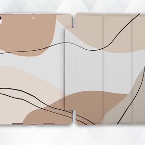 Neutral iPad case Art Aesthetic iPad 9.7 10.2 Pro 11 10.5 12.9 inch Air 4 Mini 5 Boho Abstract Lines Pastel Trendy Minimal Beige Brown cover