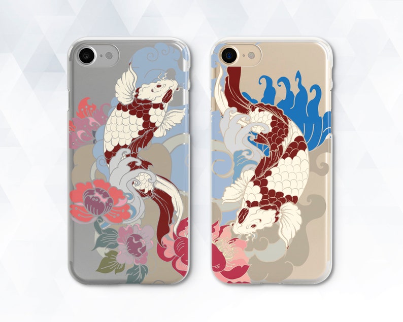 Japanese iPhone case Cute Koi iPhone 12 11 Pro XR X 8 for Girl Man case for Galaxy s21 Pixel 5 Couple Japan Flowers Animal Fish Asian cover 