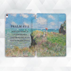 Bible verse iPad case Aesthetic art iPad Air 5th iPad 10th 9th Pro 12.9 11 10.2 10.9 Mini 7 6 Vintage painting Monet Christian quote cover