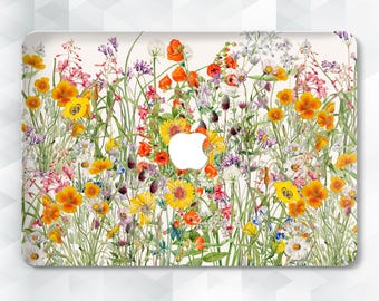 Aesthetic MacBook case Summer flowers MacBook Pro 13 14 16 inch Air 13 15 m2 m3 m4 Floral nature Cute yellow colorful summery wildflowers
