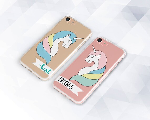 Licornes iPhone cas fille kawaii iPhone XR XS max 8 7 kawaii cute cas pour Samsung Galaxy S10 S9 pixel 3A cheval couple correspondant meilleurs amis