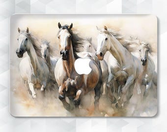 Horses MacBook case Aesthetic art MacBook Pro 13 14 Air 13 m2 m3 Air 15 Pro 16 inch Elegant animal Nature Painting with horses Neutral cover