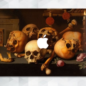 Art MacBook case Aesthetic Skulls MacBook Pro 14 13 16 Air 13 M2 M1 15 12 Vintage Painting Anatomy Skeleton Bones Dark Academia Gothic cover