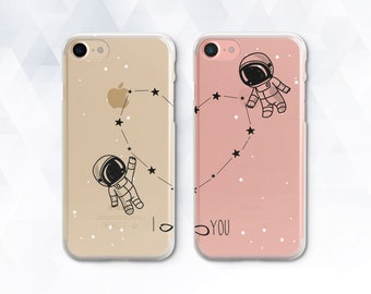 Stars iPhone case Heart Couple iPhone XR Xs Max 8 7 6 Plus Cute Girl case for Samsung Galaxy s9 Pixel 3 Space Kawaii Illustration Love Kid