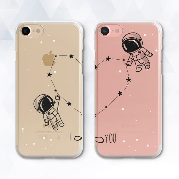 Stars iPhone case Heart Couple iPhone XR Xs Max 8 7 6 Plus Cute Girl case for Samsung Galaxy s9 Pixel 3 Space Kawaii Illustration Love Kid