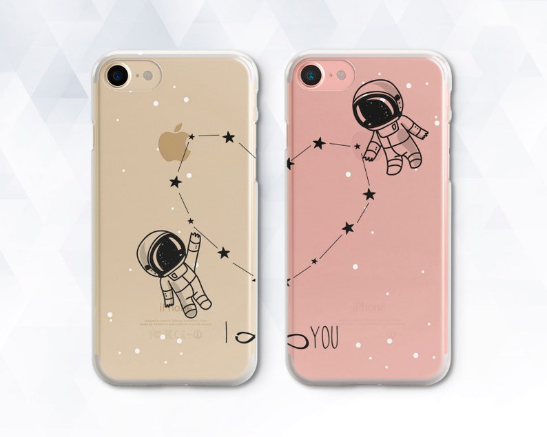 Stars iPhone case Heart Couple iPhone XR Xs Max 8 7 6 Plus Cute Girl case for Samsung Galaxy s9 Pixel 3 Space Kawaii Illustration Love Kid 