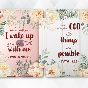 Cute iPad case Quotes Religious iPad Air 5 4 iPad 10th Pro 12.9 11 9th gen 10.2 10.9 Mini 6th Aesthetic Flowers Bible Verses Christian cover