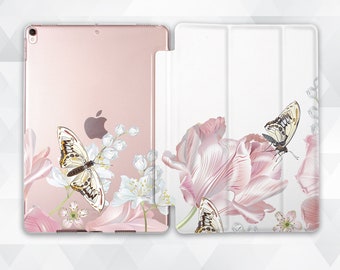 Butterfly iPad Case Girls Floral iPad 9.7 10.2 7th Pink Flowers