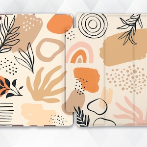 Funda abstracta para iPad con diseño de chica, bonita, para iPad 9.7, 10.2 Pro, 11, 10.5, 12.9 Air 4 Mini y 5, con hojas florales, kawaii, boho, estética artística, lunares pastel, para niña.