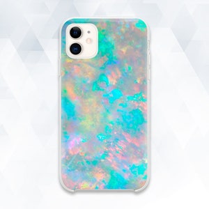 Opal iPhone case Aesthetic Stone iPhone 13 Pro 12 11 XR 8 case for Girl Galaxy s21 Pixel 5 Trendy Blue Pink Turquoise Girly Design cover